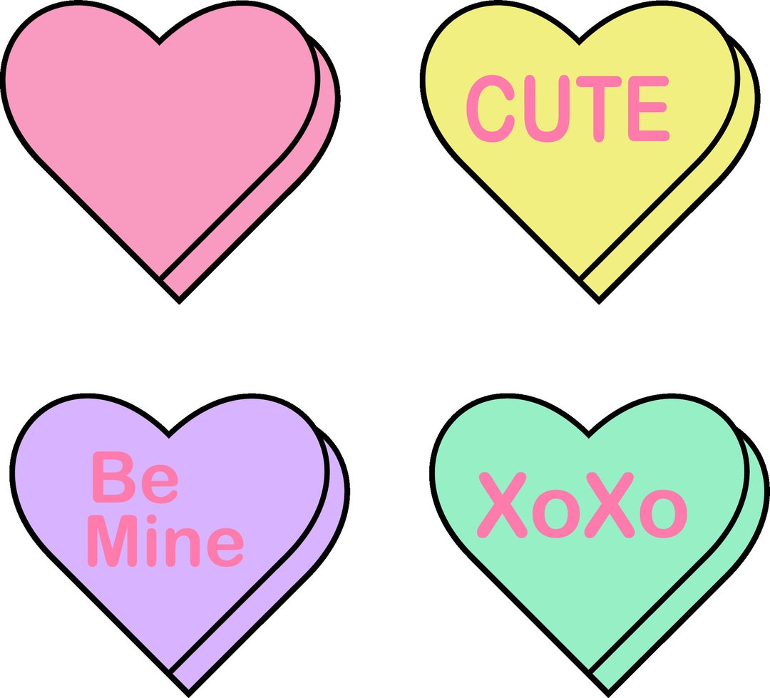 Candy Hearts SVG File for Valentine's Day Valentine SVG - Etsy