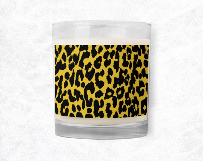 Black Yellow Animal Print Unscented Soy Wax Candle Novelty Gift Home Office Decor