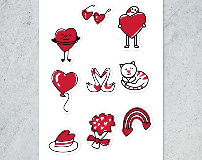Love Decal Sticker Sheet Arts & Crafts Scrap Books Novelty Stickers