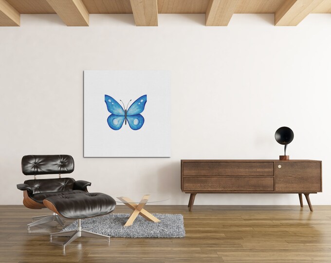 Blue Butterfly Contemporary Art Digital Print Living Room Wall Hanging JPG PNG Printable