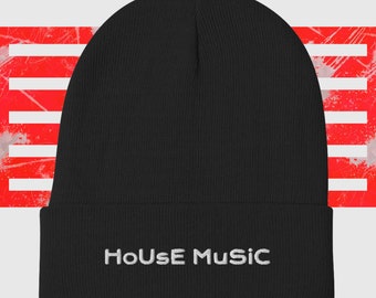 Embroidered House Music Beanie Hat