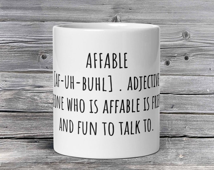 AFFABLE Difficult Word Coffee Cup Fun Novelty Mug Gift