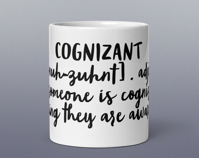 COGNIZANT Difficult Word Coffee Cup Novelty Gift Mug