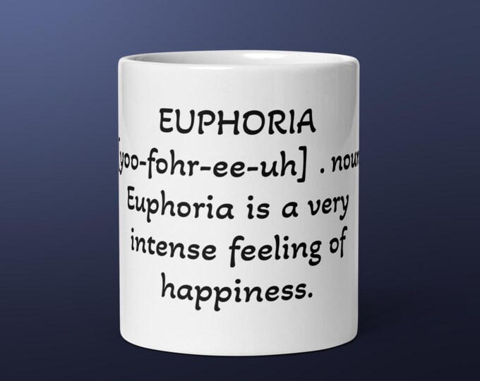 EUPHORIA Difficult Word Coffee Cup Fun Mug Novelty Gift