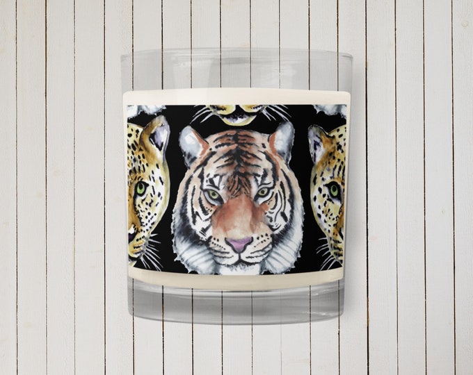 Tiger Design Unscented Soy Wax Candle Novelty Gift Home Office Decor