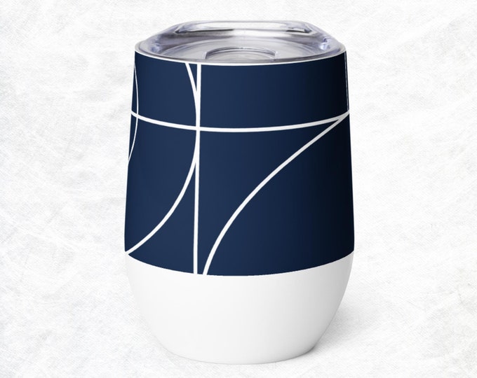 Blue White Line Design Novelty Tumbler Made To Order Gift