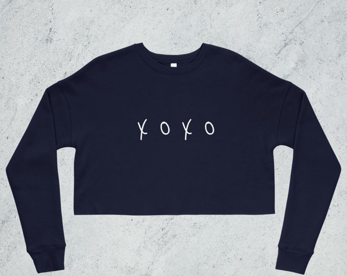 Ladies XOXO Fleece Crop Sweatshirt Novelty Love Gift For Her Top