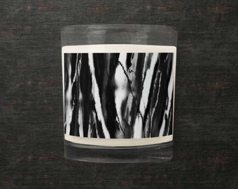 Black White Abstract Design Unscented Soy Wax Candle Novelty Gift Home Office Decor