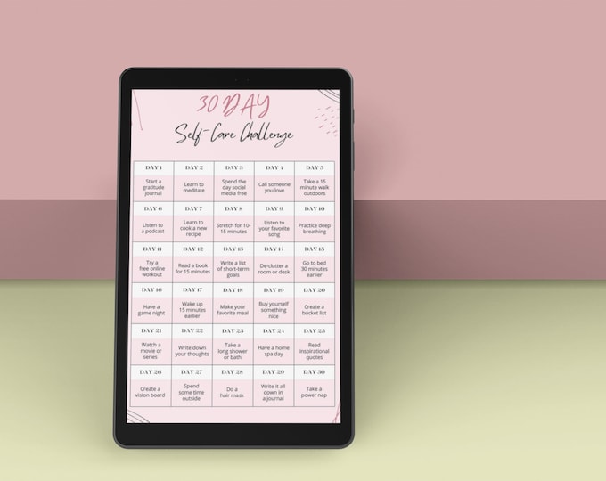 30 Day Self Care Challenge Digital Planner Daily Planner Weekly Planner PDF