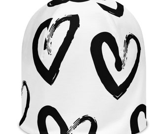 Black Heart Valentine Fun Love Novelty Beanie Hat Gift