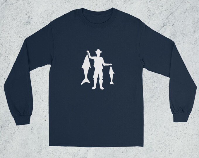 Men's Fisherman Design Funny Long Sleeve Novelty T-Shirt Gift For Him