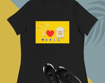 I Love House Music Ladies Shirt Fun Music Festival Gift For Her