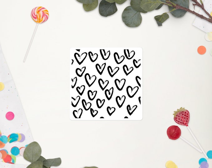 Black Heart Fun Love Valentine Novelty Gift Bubble-Free Stickers