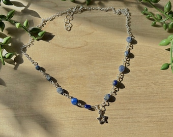 dark blue starry night, handmade crystal necklace