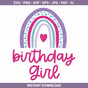 Camiseta de aniversário arco-íris para meninas SVG DXF PNG | Camiseta boho feminina para festa de aniversário de pré-adolescentes htv vinil fofo arquivo de corte infantil Cricut® e Silhouette PDF eps jpg