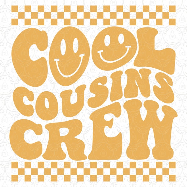 Retro Cool Cousins Crew SVG Smiley Passende Cousin Shirts Schnittdatei HTV Vinyl für Cricut® / Silhouette oder Sublimation png dxf ai pdf eps jpg