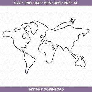Viagem SVG PNG DXF | Design de camiseta de viajante com mapa-múndi de aventura, sublimação ou arquivo de silhueta Cricut® em vinil | Wanderlust pdf ai eps jpg
