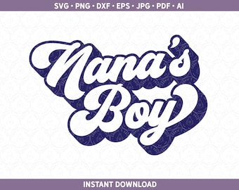 Nanas Junge SVG | PNG Sublimationsdatei | Baby Reveal Shirt für Jungen | Retro Geschenk von Nana für Cricut® / Silhouette dxf ai pdf eps jpg