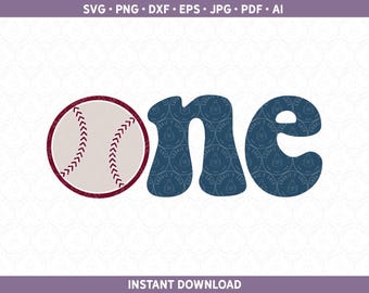 Baseball First Birthday SVG DXF PNG, Cute 1st Birthday One Baby 1 Ballpark Themed Party Shirt Sublimation Cut File for Cricut® & Silhouette