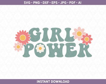 Starke Mädchen Empowerment Starke starke feministische Retro Mutter Tochter Cut File für Cricut® / Silhouette pdf eps jpg