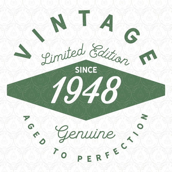 Vintage 1948 SVG DXF PNG Files, Retro Birthday Shirt svg, 40s Birth Year Shirt Design for Cricut® / Silhouette Clip Art, png ai eps pdf jpg