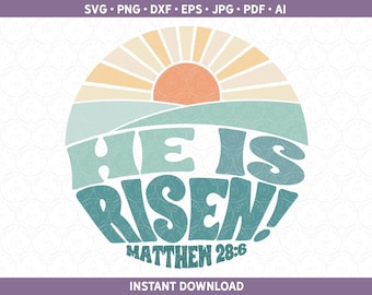 He Is Risen Easter Shirt SVG, Religious Easter PNG DXF, Scripture svg Cut File for Cricut® / Silhouette htv Vinyl Sublimation ai eps jpg pdf