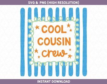 Cousin Crew PNG SVG |  Summer Kids Colorful Family Reunion Vacation Shirt Design 2026 (Digital Download) | Cut File, DTF or Sublimation