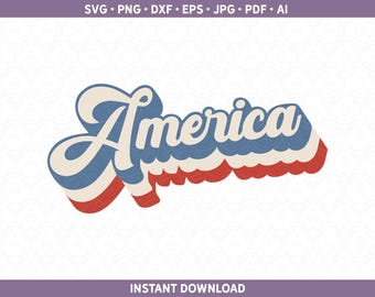 Retro America Patriotic SVG | Vintage Independence Day 4th of July Shirt Design Firework Cut File Cricut® Silhouette dxf svg ai pdf eps jpg