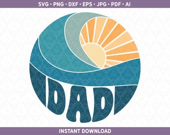 Dad Beach Wave SVG passt zu The Big One Erster Geburtstag dxf png, Ocean Surf Dad Natürliche Boho Minimalist Cut Datei für Cricut® & Silhouette