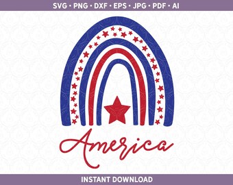 Amerika patriottische SVG PNG DXF | Boho Independence Day 4 juli rood wit blauw ontwerp vuurwerk gesneden bestand Cricut® silhouet ai pdf eps jpg