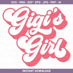 Garota da Gigi Rosa Retro SVG DXF Design fofo para o Dia dos Avós e Dia das Mães para Cricut® e Silhouette dxf ai pdf eps jpg Arquivo PNG para Sublimação
