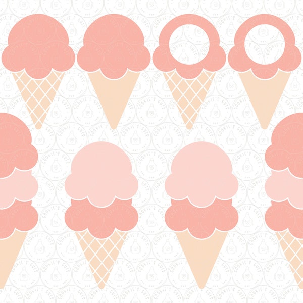 Ice Cream Cone SVG DXF PNG | Monogram Design | Ice Cream svg Bundle Single Double Triple Scoop Cricut® / Silhouette ai pdf eps jpg clip art