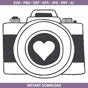 Kamera SVG Fotografie SVG, Kamera Shirt png, Fotogeschenke, HTV Vinyl Fotograf geschnitten Datei für Cricut® / Silhouette png dxf ai pdf eps jpg
