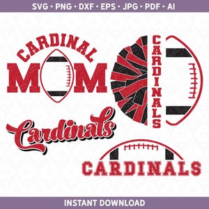 Cardinals Football SVG / DXF Middle / High School Team Customize w Numbers for Silhouette & Cricut® ai eps pdf dxf svg | Cardinal Mom Sports