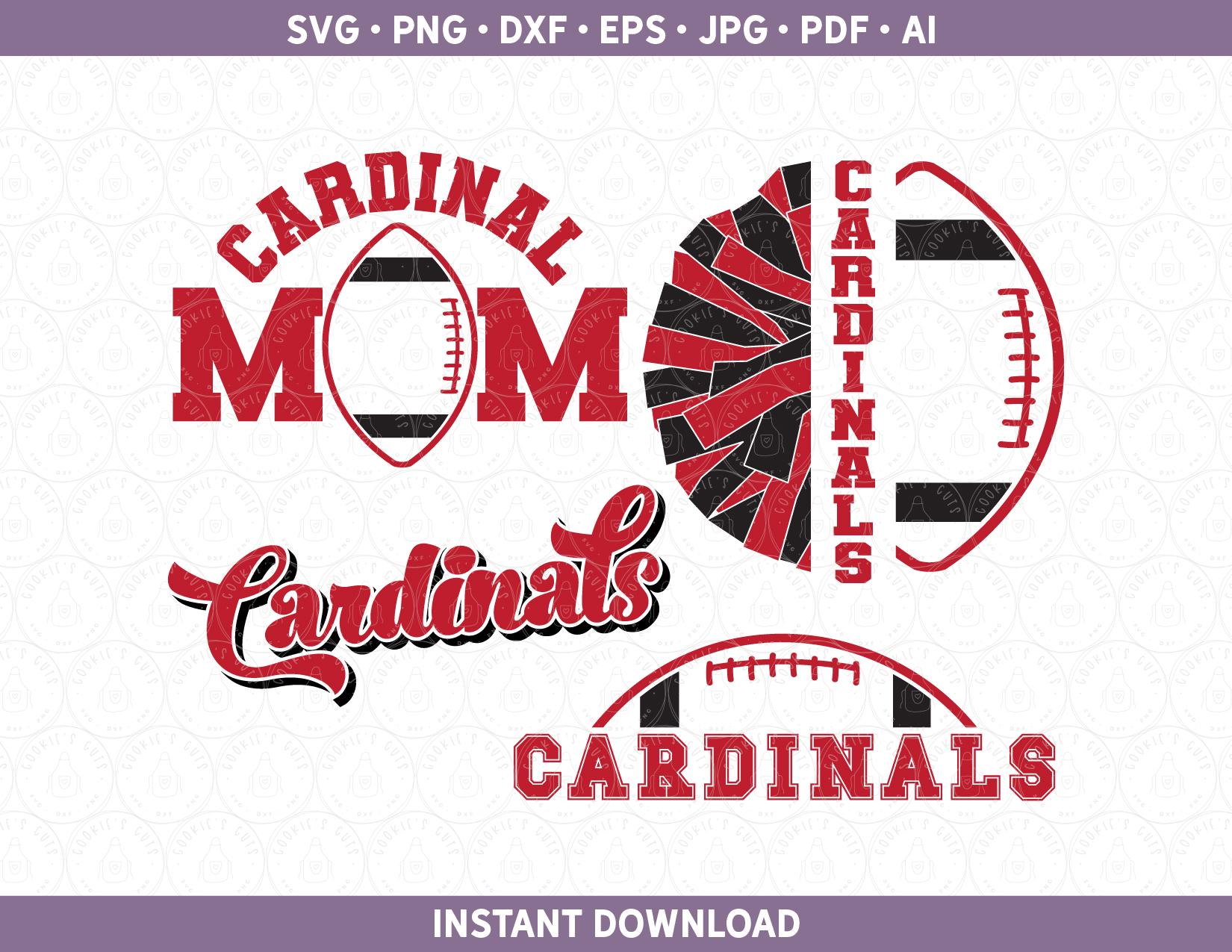 Cardinals Football SVG DXF Bundle – Middle & High School Team Custom Numbers | Silhouette & Cricut Cut Files (AI EPS PDF PNG JPG)