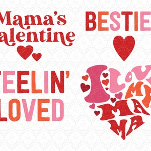 Mama Valentines SVG-bundel, mama en ik Valentine Shirts svg, baby peuter kind moeder Valentines PNG SVG-sublimatiebestand knippen bestand voor Cricut®