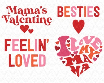 Mama Valentines SVG Bundle, Mommy and Me Valentine Shirts svg, Baby Toddler Kid Mom Valentines PNG SVG Sublimation File Cut File for Cricut®