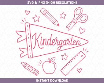 Wimpel-Design für den Kindergarten (SVG/PNG) | Schneidedateien für Cricut®/Silhouette (Sublimation, DTF) | Sofort-Download | Shirt für den ersten Schultag