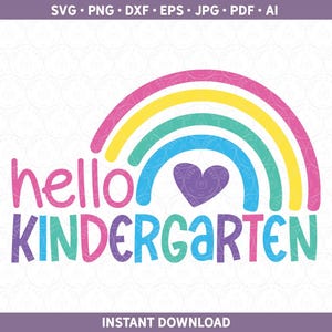 Hallo Kindergarten SVG Erster Schultag Shirt Design, Schüler Sublimationsschnittdatei für Cricut® und Silhouette dxf, svg, ai, pdf, eps, jpg