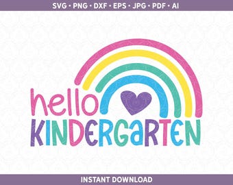 Hello Kindergarten SVG First Day of School Shirt Design, Student Sublimation Cut File for Cricut® and Silhouette dxf, svg, ai, pdf, eps, jpg