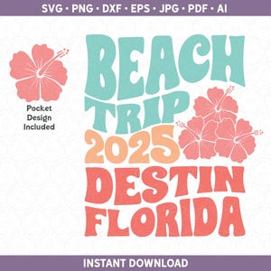 Ziel Florida Beach Trip 2025 SVG PNG | Retro Hippy Strand Vibes dxf | Urlaubsmodus Shirt Sublimation / Schnittdateien Cricut® Silhouette