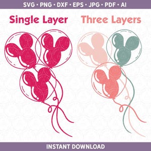 Balões do Mickey svg | Arquivo de Corte de Balões do Rato | Férias no Reino Mágico do Parque png pdf dxf ai eps para Silhouette / Cricut® | Clip Art