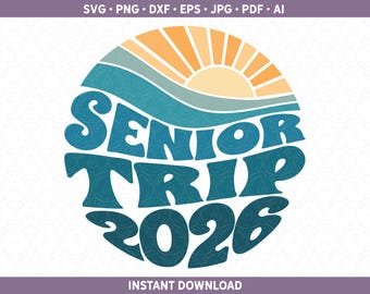 Seniorenreis 2026 SVG | Seniorenjaar strandtrip PNG DXF | Senior trip shirt ontwerp sublimatie/gesneden bestanden Cricut® silhouet pdf eps jpg