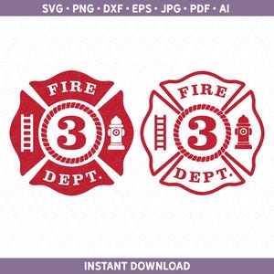 Feuer Abzeichen Feuerwehrmann Feuerwehrauto Alter Shirt SVG DXF PNG, dritten 3 drei Geburtstag htv | Schnittdatei für Cricut® & Silhouette ai pdf eps jpg