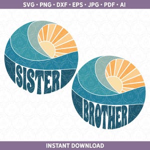 Zus broer Beach Wave SVG komt overeen met de grote eerste verjaardag dxf png Ocean Surf natuurlijke Boho minimalistische gesneden bestand voor Cricut® Silhouette
