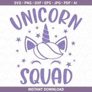 Unicorn Squad SVG Group Birthday Party Shirt DXF PNG | Bday Trip htv Vinyl File Family Cute Kid Cut File Cricut® & Silhouette ai pdf eps jpg