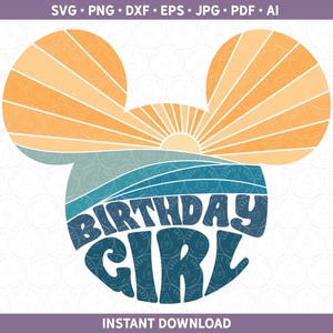Crucero de cumpleaños para niña SVG / Mickey PNG DXF / Sueño mágico, maravilla, deseo, fantasía, sublimación / Archivos de corte Cricut® Silhouette ai pdf eps jpg