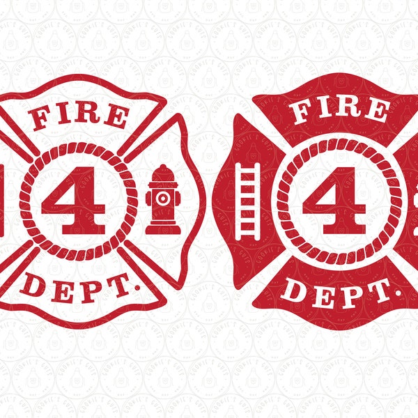 Fire Badge Firefighter Fire Truck Age Shirt SVG DXF PNG, Fourth Four 4 4th  Birthday htv  | Cut File for Cricut® & Silhouette ai pdf eps jpg