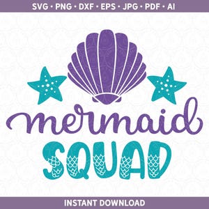 Mermaid Squad SVG PNG DXF, Birthday Party Girls Squad, Be a Mermaid Make Waves, Vacation Kid Design voor Cricut® / Silhouette ai pdf eps jpg
