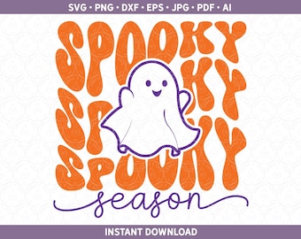 Spooky Saison Shirt, Spooky Vibes Halloween Shirt, Halloween Dekor, lustiger Halloween Geist Cut File Silhouette / Cricut® PNG DXF eps jpg pdf